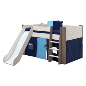 Detská vyvýšená posteľ so šmykľavkou Dany 90x200 cm - biela / hnedá