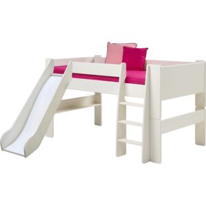 Detská vyvýšená posteľ so šmykľavkou Dany 90x200 cm - biela