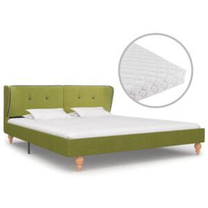 Posteľ s matracom, zelená, látka 160x200 cm