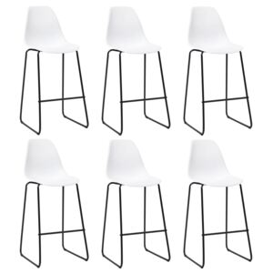 Barové stoličky 6 ks, biele, plast
