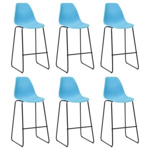 Barové stoličky 6 ks, modré, plast