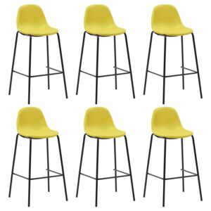 Barové stoličky 6 ks, žlté, látka