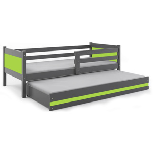 Detská posteľ BALI 2 + matrac + rošt ZADARMO, 190x80 cm, grafit, zelená