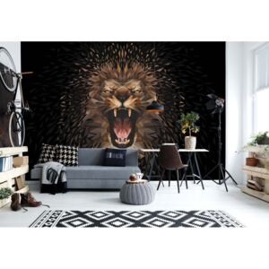 GLIX Fototapeta - Polygon Lion Dark Colours Vliesová tapeta - 520x318 cm