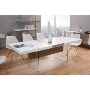 Jedálenský stôl Livid 160-200 cm / biela-betónová