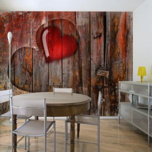 Fototapeta - Heart on wooden background 300x231 cm
