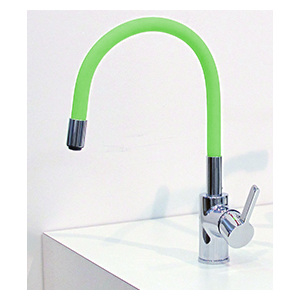 Drezová vodovodné batérie Flex Color so zeleným ohybným ramienkom
