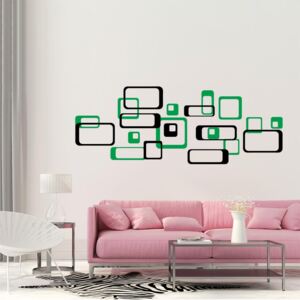 GLIX Dekoratívne štvorce - samolepka na stenu Čierná a zelená 2 x 75 x 75 cm