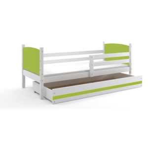 Detská posteľ TAMI + ÚP + matrac + rošt ZADARMO, 90x200, bialy, zelená