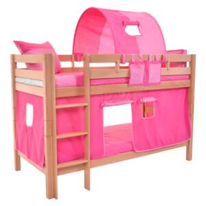 Detská poschodová posteľ s domčekom PINK - MARK 200x90cm - prírodná
