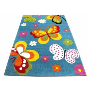 MAXMAX Dětský koberec Barevní motýlci - modrý
