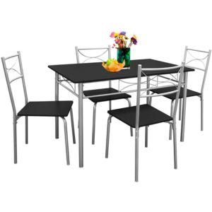 Jurhan & Co.KG Germany 5-dielna jedálenská zostava »Paul« - jedálenský stôl a štyri stoličky – čierna