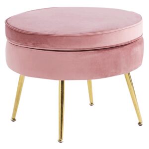 KONDELA Luxusný taburet, ružová Velvet látka/chróm zlatý, Art-deco, NOBLIN TYP 1