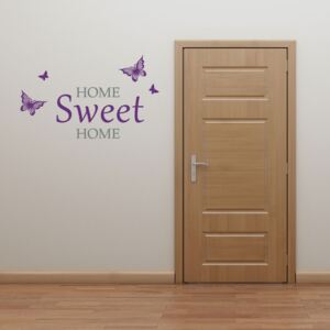 GLIX Domov sladký domov - samolepka na stenu Šedá a fialová 70 x 45 cm