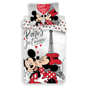 Detské bavlnené obliečky Mickey a Minnie v Paríži 140x200