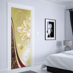 GLIX Fototapeta na dvere - Luxury Gold And Red Floral Design