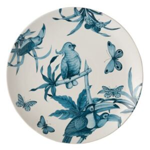 Tanier biely modrý s vtákmi 4ks set dekorácia HAMPTONS DELIGHT