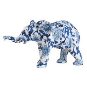 Slon biely modrý socha dekorácia 2ks set HAMPTONS DELIGHT