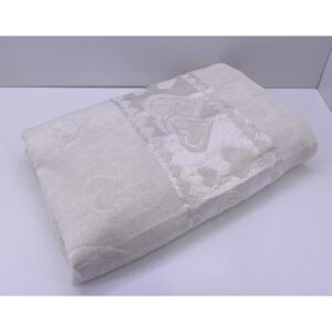 Žakarový froté uterák maslovo biela 50x90cm srdiečko TiaHome