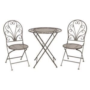 Clayre&Eef., Záhradný set okruhlý stôl + 2 stoličky, ∅ 70x76 94x47x40cm, 5Y0693 ES