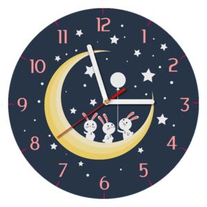 Detské hodiny Zajkovia na mesiaci 30x30cm ZD5374A_1OD
