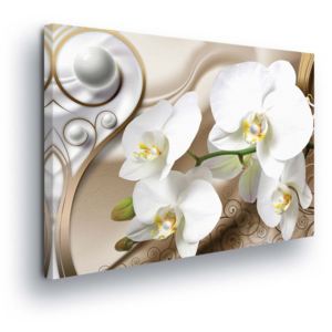 Obraz na plátne - White Flowers with Gray Pearl 100x75 cm