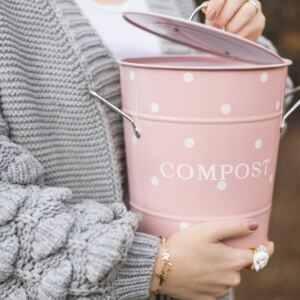 Isabelle Rose Kovový box s vekom Compost 21 cm ružový