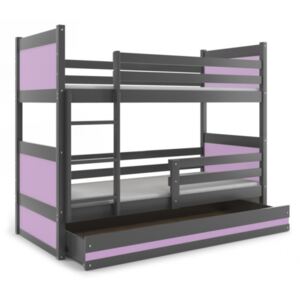 ArtBms Detská poschodová posteľ Rico grafit / fialová