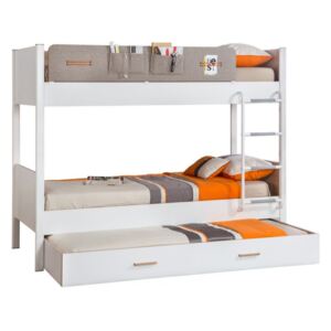 Detská poschodová posteľ Archie 100x190cm so zásuvkou - biela/dub svetlý