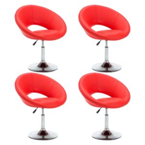 Otočné jedálenské stoličky 4 ks, červené, umelá koža