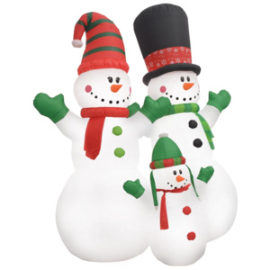 Nafukovacie vianočné snehuliaky Santa Family, LED, IP44 240 cm