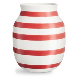 Bielo-červená pruhovaná keramická váza Kähler Design Omaggio, výška 20,5 cm