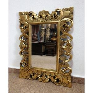 Zrkadlo PAMELA zlaté, exotické drevo, ručná práca, 80 x 60 cm