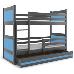 Detská poschodová posteľ Rico grafit / modrá