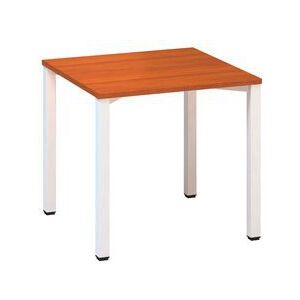 Konferenčný stôl Alfa 420 s bielym podnožím, 80 x 80 x 74,2 cm, rovné vyhotovenie, dezén čerešňa