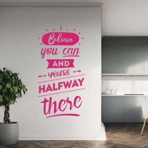 GLIX Believe you can - nálepka na stenu Růžová 60x30 cm