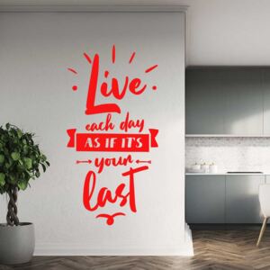 GLIX Live each days - nálepka na stenu Červená 40x20 cm