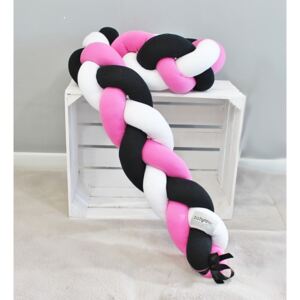 BABY NELLYS - Mantinel pletený vrkoč - čierna,růžová,biela