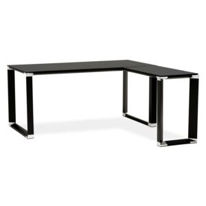 Čierny pracovný rohový stôl s sklenenou doskou Kokoon Warner