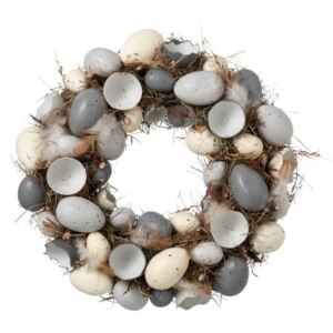 Veľkonočný veniec s vajíčkami a pierkami - Ø 35 cm
