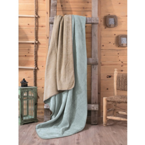 Zeleno-béžová deka Tray, 200 × 220 cm
