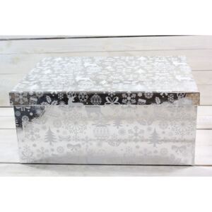 Vianočná darčeková krabica - strieborná (37x16x28,5 cm)