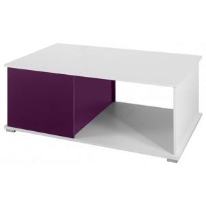 Konferenční stolík GOLD, 45x120x70 cm, fialová/biela