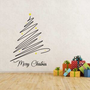 Merry Christmas - samolepka na zeď Čierná a žltá 90 x 70 cm