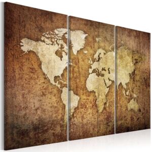 Obraz na plátne Bimago - World Map: Brown Texture 90x60 cm