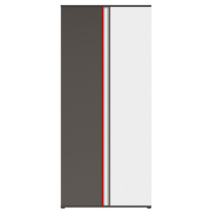 BRW Šatníková skriňa Graphic SZF2D/C Farba: sivý wolfram / biely / červený