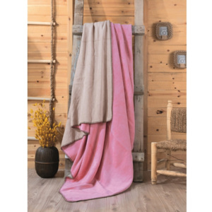 Ružovo-béžová deka Sandra, 200 × 220 cm