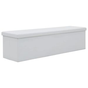 Skladacia úložná lavica z umelej kože 150x38x38 cm biela