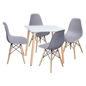 OVN jedálenský set IDN 4492 stôl biely+4 stoličky šedé