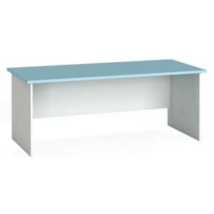Kancelársky písací stôl rovný 180 x 80 cm, biela/azúrová